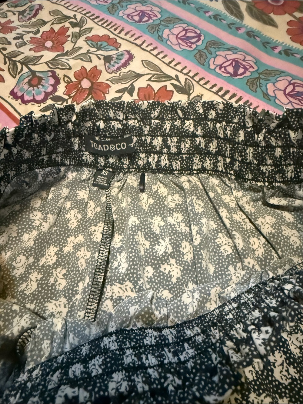 Toad&Co Sunkissed Tiered Midi Skirt New without tags XS BLACK AND SALT PRINT - Picture 6 of 6